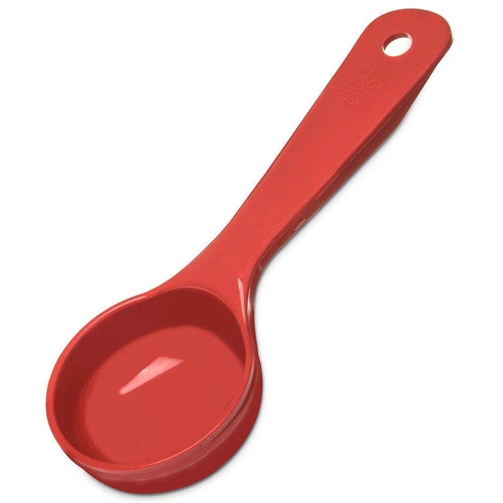 Carlisle Smallwares Each Carlisle 492405 Measure Misers 2 oz. Red Acetal Short Handle Portion Spoon | Denson CFE