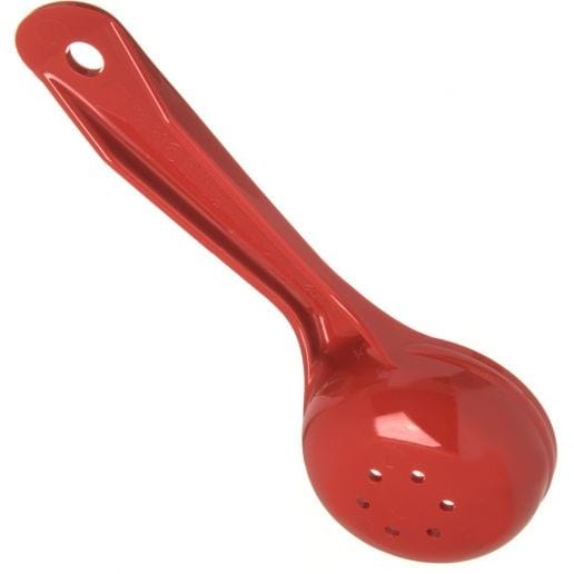 Carlisle Smallwares Each Carlisle 496205 Red Measure Miser 2 Ounce Perforated Portion Control Spoon | Denson CFE