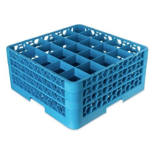 Carlisle Warewashing Each / Blue Carlisle RG25-314 Carlisle Blue OptiClean 25 Compartment Glass Rack with 3 Extenders | Denson CFE