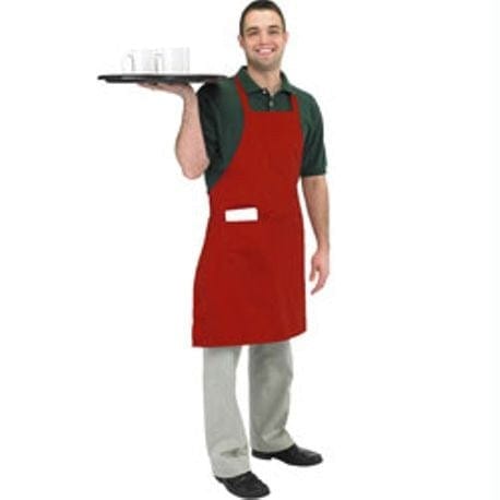 Chef Revival Clothing & Textiles Each / Red Chef Revival 601BAC-WH Full Length Bib Apron, Poly/Cotton, 28" x 34"
