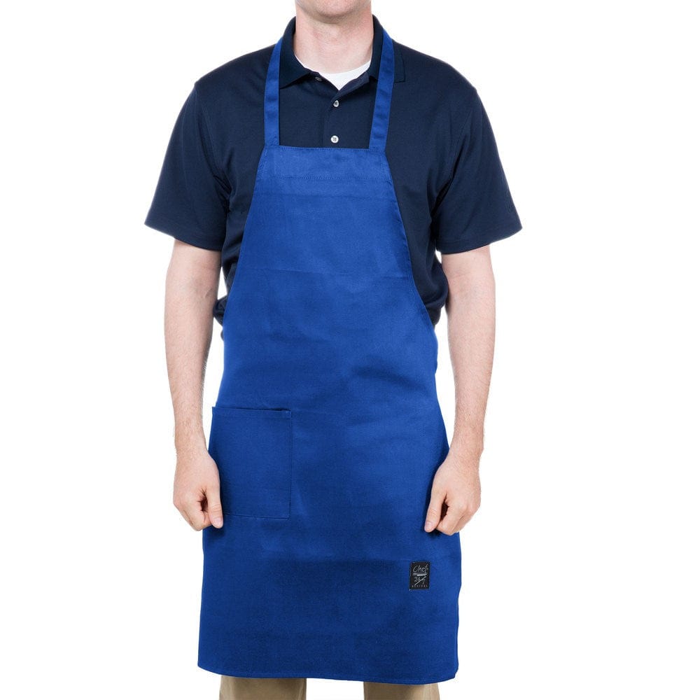 Chef Revival Clothing & Textiles Each / Royal Blue Chef Revival 601BAC-WH Full Length Bib Apron, Poly/Cotton, 28" x 34"
