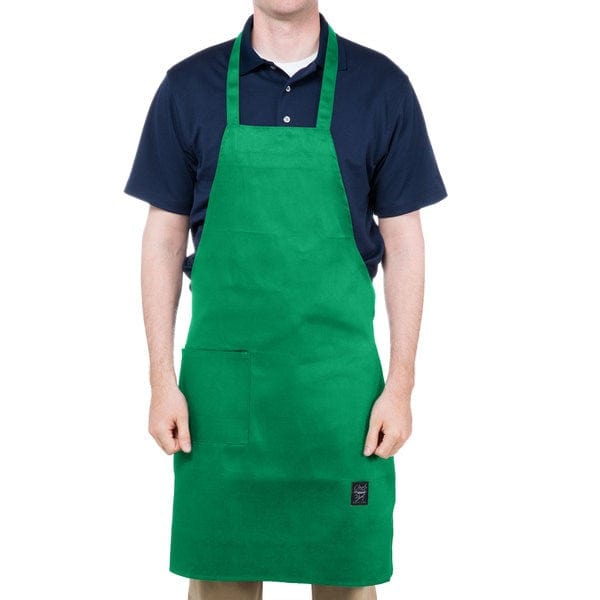 Chef Revival Essentials Each / Kelly Green Chef Revival 601BAC-WH Full Length Bib Apron, Poly/Cotton, 28" x 34"