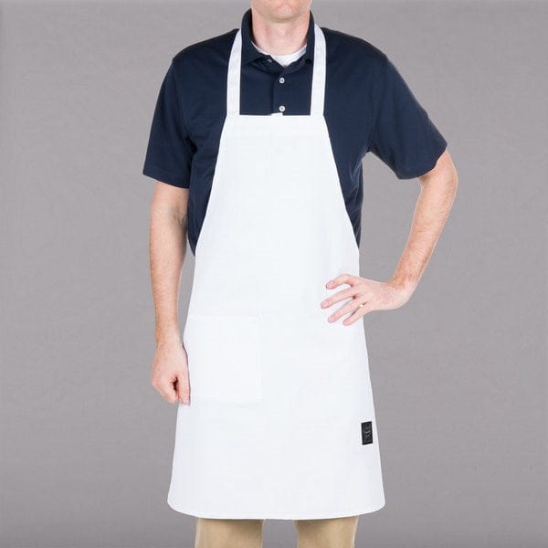 Chef Revival Essentials Each / White Chef Revival 601BAC-WH Full Length Bib Apron, Poly/Cotton, 28" x 34"