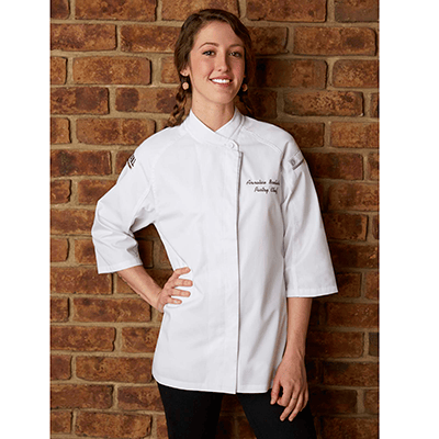 Chef Works Essentials Each / Large/Black Women's Verona Chef Coat, single-breasted, 3/4 sleeves, Cool Ven