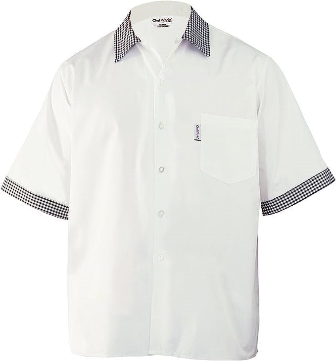 Chef Works Food Service Supplies Each Chef Works SCCS-WHT Black and White Check Contrasting Cook Shirt | Denson CFE