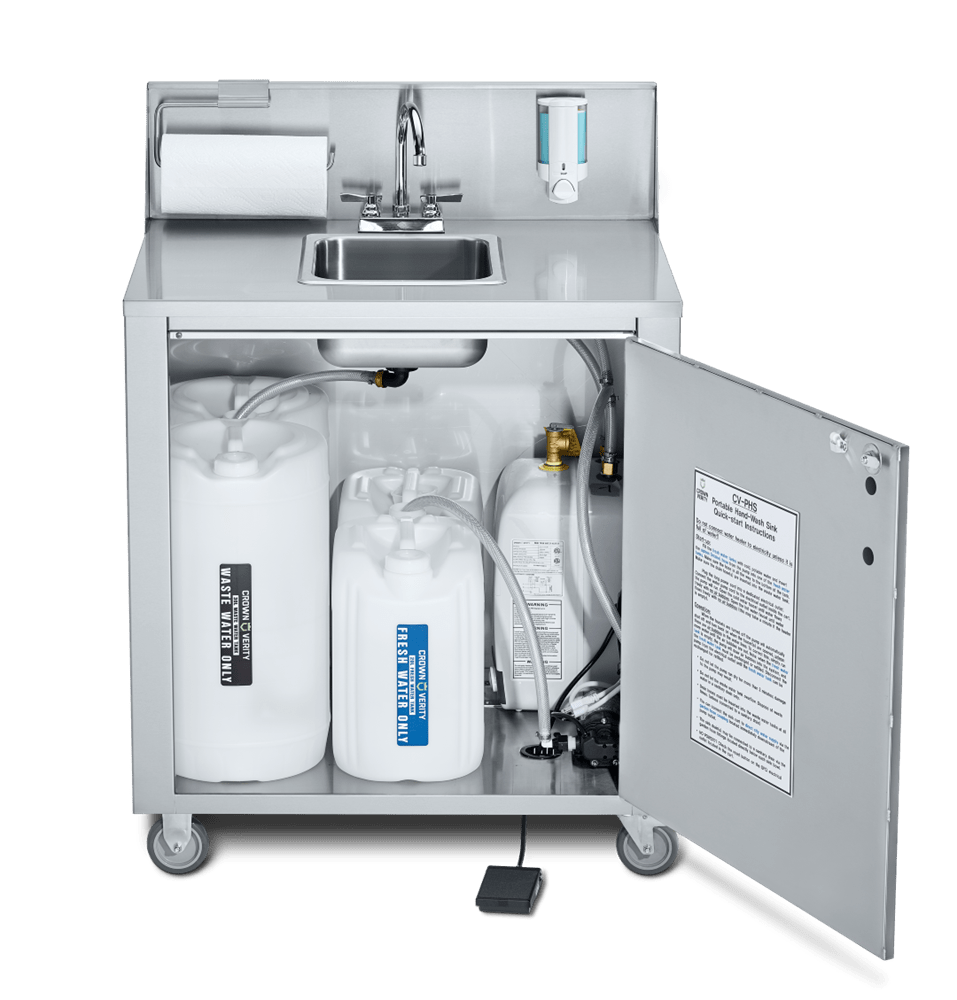 Crown Verity Canada Outdoor Cooking Equipment Each Crown Verity CV-PHS-1 Portable Touchless Sink w/ Hot Water | Denson CFE