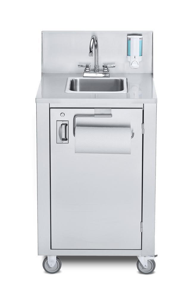 Crown Verity Canada Outdoor Cooking Equipment Each Crown Verity CV-PHS-4C 38 1/3"H Portable Sink w/ 6"D Bowl, Soap Dispenser | Denson CFE