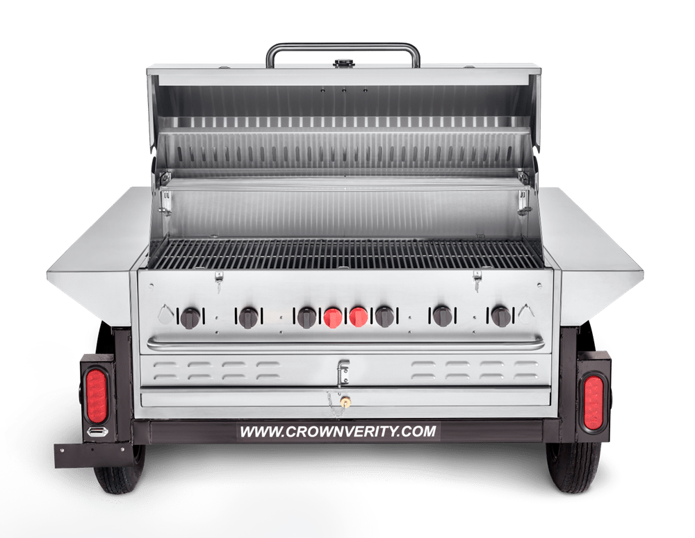 Crown Verity Canada Outdoor Cooking Equipment Each Crown Verity TG-1 69" Tailgate Grill with Beverage Compartments | Denson CFE