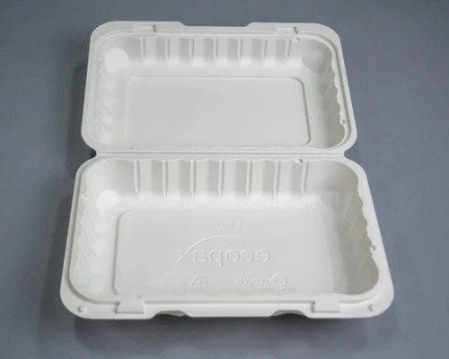Denson CFE Essentials Case PC2881-E Compostable Pebble Food Containers 8"x 8"x 3" White 150 Pcs -1 Compartment Biodegradable Take Out Food Containers Microwave and Freezer Safe