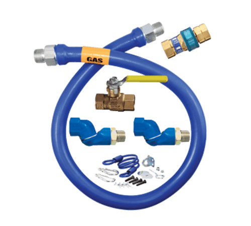 Dormont Manufacturing Cooking Equipment Each Dormont 16125KIT2S72 Deluxe SnapFast? 72" Gas Connector Kit with Two Swivels and Restraining Cable - 1 1/4" Diameter