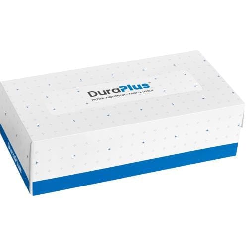 DuraPlus Paper Product Case DuraPlus DP0361 2-Ply Facial Tissue, 8.4" × 7.4", White – 30 × 100 Sheets/Case | Denson CFE