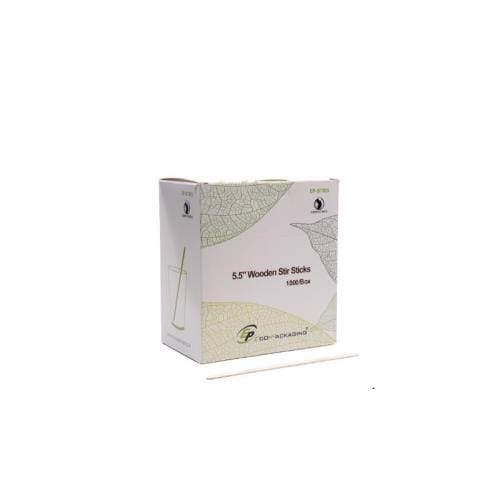 Eco-Packaging Unclassified Case Eco-Packaging 5.5" EP-STIR5 Wooden Stir Stick, 10,000/Case | Denson CFE