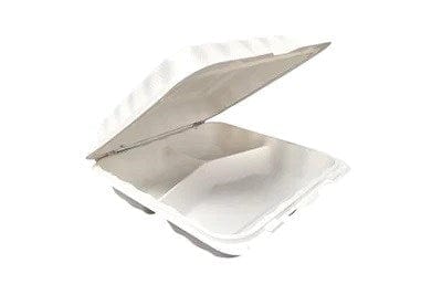 ECONO WHOLESALE Disposables 150 / Case EFCO2993-E Compostable Pebble Food Containers 9.125"x 8.81"x 3" 150 Pcs -3 Compartment Biodegradable Take Out Food Containers Microwave and Freezer Safe