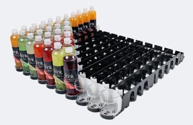 EcoTrac Unclassified Each EcoTrac Beverage Merchandising Glides – 16/20 oz, Spring Feed, Clear Strap Front, 28" Depth | Denson CFE