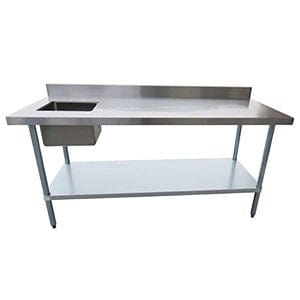 EFI Sales Ltd. Canada Commercial Work Tables and Stations Each EFI TTUBL3096-B Stainless Steel Work Table with Sink & Backsplash - 30" Deep