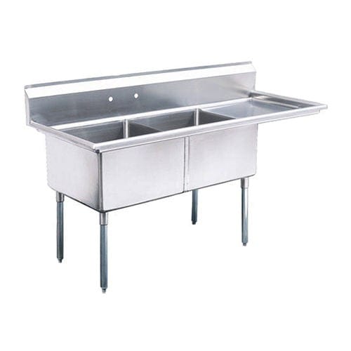 EFI Sales Ltd. Canada Compartment Sinks Each EFI SI824-2L-DW Two Compartment Dishwasher Sink with Left Drainboard | 74-1/2"W, 24"x24"x14" Compartments | Denson CFE