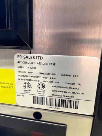 EFI Sales Ltd. Canada Display Refrigeration Each Scratch & Dent Special - EFI CDC-1200B 48? Curved Glass 2 Door Floor Refrigerated Display Case ? Black Exterior - 90073204819