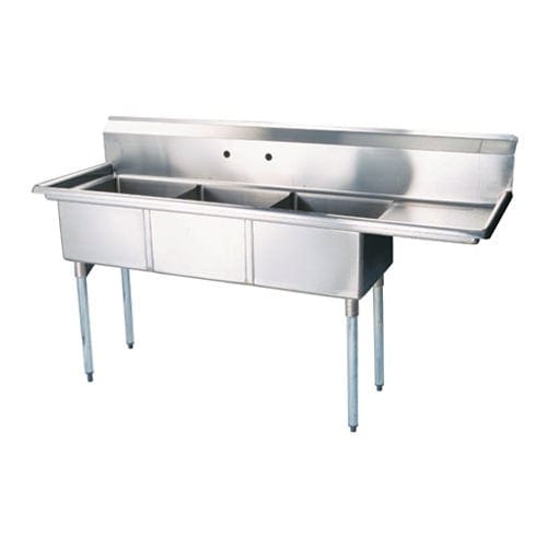 EFI Sales Ltd. Canada Sinks & Plumbing Each EFI SI821-3R 18″ × 21″ × 14″ Corner Drain Triple Compartment Sink With Right Drain Board | Denson CFE