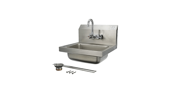 Encore Sinks & Plumbing Each Encore FS20-101405H1 Wall Mount Type 304 Series Stainless Steel Hand Sink 4" OC Mounting Holes 14" x 10" x 5" Deep Less Side Splash with KHS15-4000 | Denson CFE