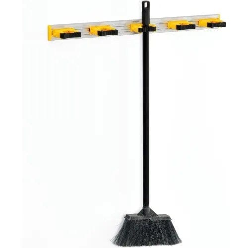 Global Industrial Unclassified Each Global Industrial WB640938 – Mop & Broom Holder, Gray/Black/Yellow, 27-1/2", 5 Prongs | Denson CFE