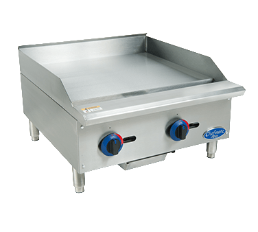 Globe Commercial Grills Each Globe C24GG Chefmate Economy 24? Wide Gas Countertop Griddle With Two Burners And Manual Controls - 60,000 BTU