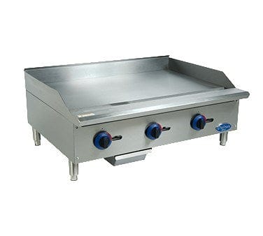 Globe Commercial Grills Each Globe C36GG Chefmate Economy 36" Wide Gas Countertop Griddle With Three Burners And Manual Controls - 90,000 BTU | Denson CFE