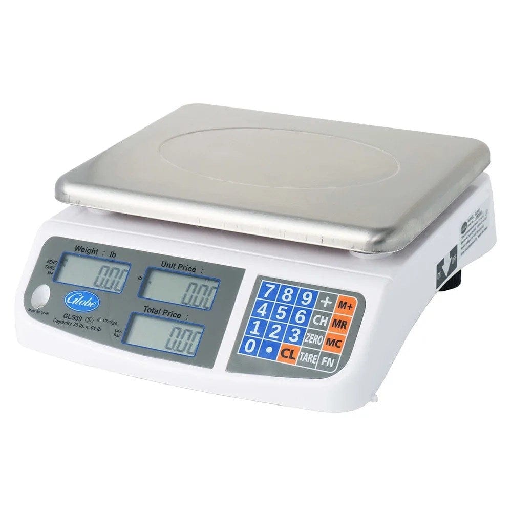 Globe Food Equipment Food Prep Each Globe GLS30 Electric 30lb. Legal For Trade Price Computing Scale With Dual LCD Display - 115V
