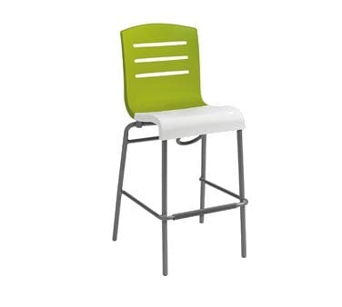 Grosfillex Essentials Each Grosfillex US510152 Domino Stacking Barstool in Fern Green Back and White Seat | Denson CFE