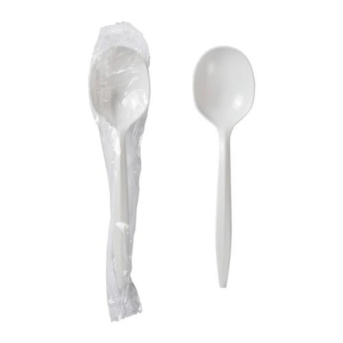 Hy Stix Disposables Case Hy Stix HS-IWSP-WT Soup Spoon, Polypropylene, White, Individually Wrapped – Case of 1000 | Denson CFE