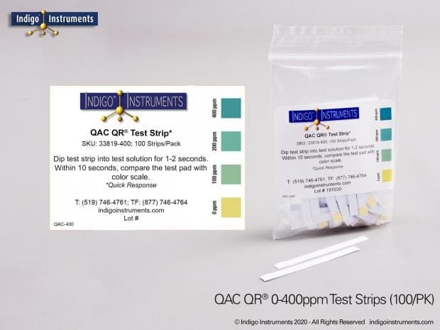 Indigo Instruments Essentials Each Indigo Instruments 33819-400 QAC QR Test Strips 0-400 ppm Quantity 100 | Denson CFE