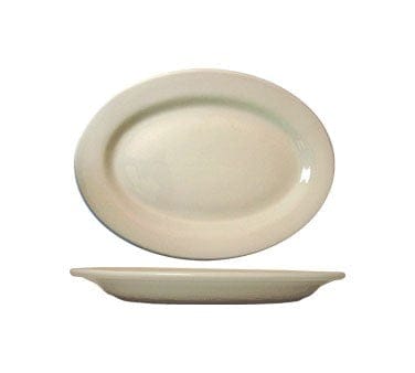International Tableware Dinnerware Dozen / Ceramic ITI RO-13 11 1/2" x 8 1/4" Oval Roma Platter - Ceramic, American White