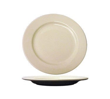 International Tableware Dinnerware Dozen / Ceramic ITI RO-16 10 1/4" Round Roma Plate - Ceramic, American White | Denson CFE