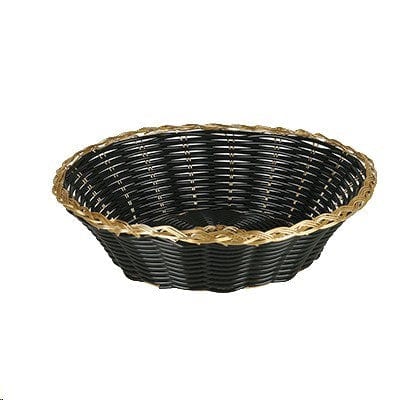 Johnson & Rose Canada Food Service Supplies Each Johnson Rose Round Black/Gold Basket 8-1/2" Dia. x 2"H | Denson CFE