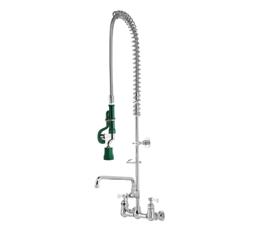 Krowne Metal Equipment Each Krowne 17-109WL 36"H Wall Mount Pre-Rinse Faucet - 1.2 GPM, 12" Swing Spout, Chrome Plated | Denson CFE