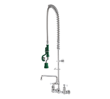 Krowne Metal Equipment Each Krowne 17-109WL Royal Series Low Lead Wall Mount Pre-Rinse Faucet With 44" Hose, Add On Faucet with 12" Swing Spout, 8" Centers