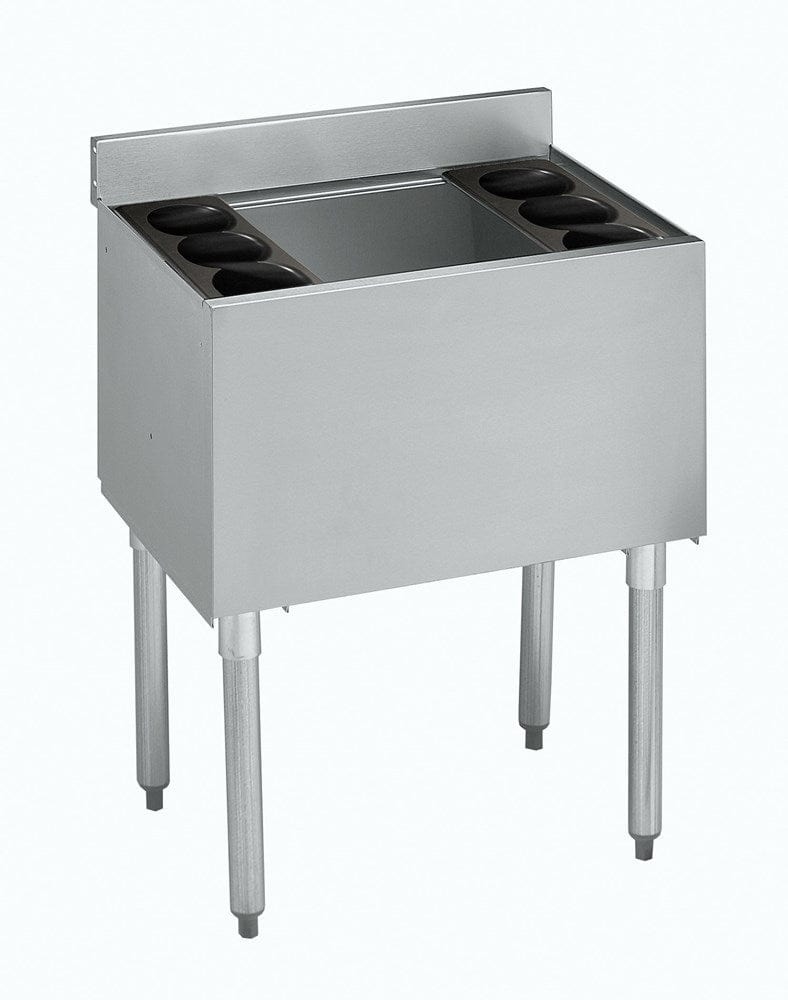 Krowne Metal Underbar Ice Bin Each Silver 1800 Series Underbar Ice Bin/Cocktail Unit, 30"W x 18-1/2"D O.A., 97-lb capacity, 3-1/2"H backsplash