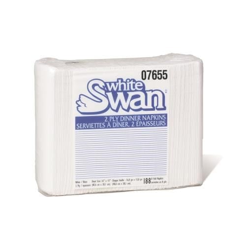 Kruger Unclassified Case Kruger 07655 White Swan Dinner Napkin White 1/8 Fold 2 Ply 15" x 16" – Pack of 16 / 188 | Denson CFE