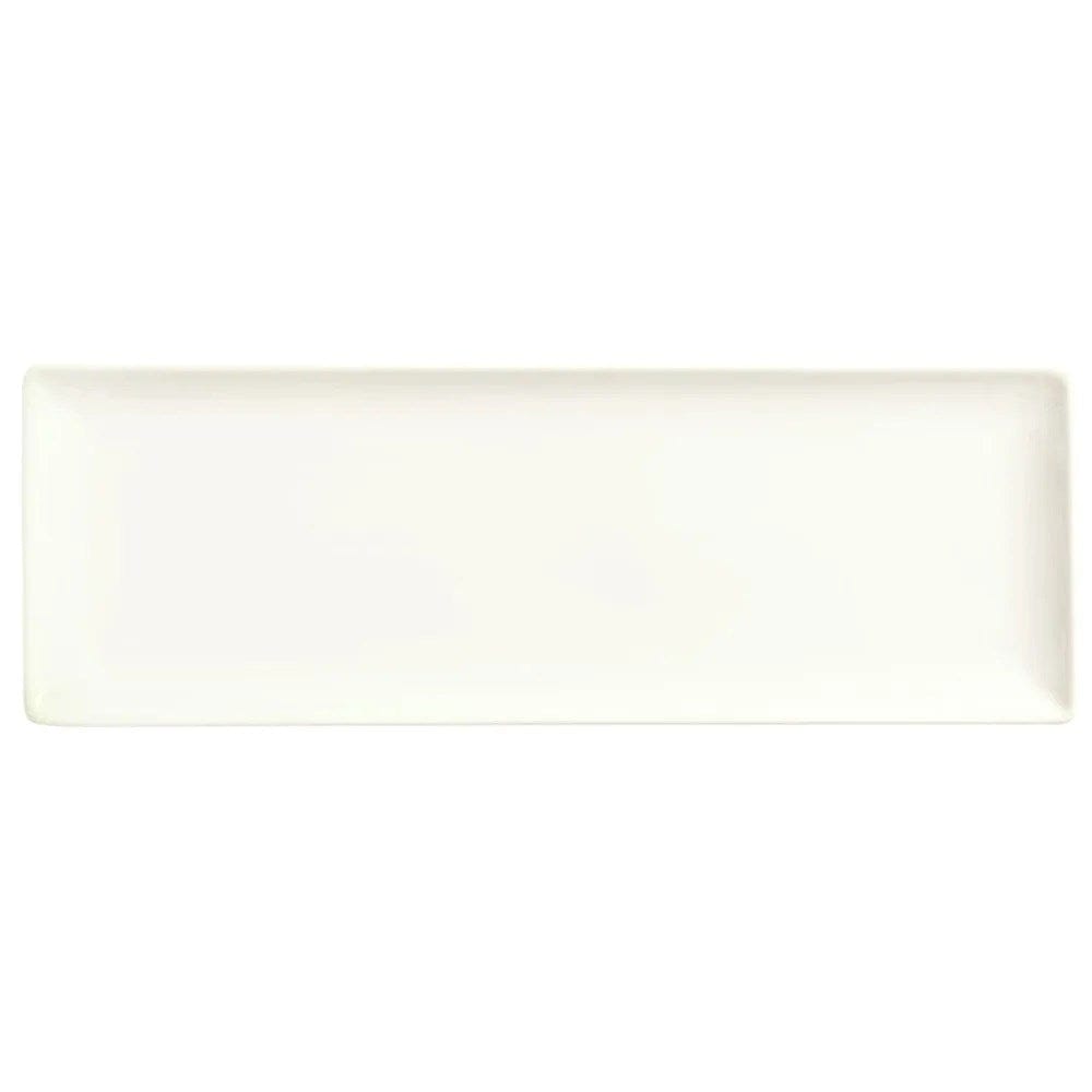 Libbey Glass Dinnerware 1 Doz / Porcelain / White Libbey SL-23C 12 3/8" x 6 1/4" Rectangular Slate Coupe Platter - Porcelain, Ultra Bright White | Denson CFE