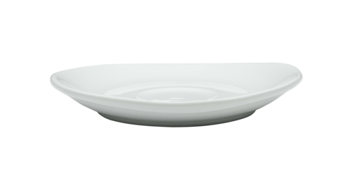 Libbey Glass Dinnerware Case Libbey OG-5400 4 7/8" x 4 2/5" Oval Porcelana Infinity Espresso Saucer - Porcelain Bright White | Denson CFE