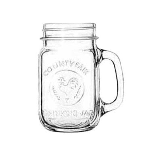 Libbey Glass Drinkware 1 Doz Libbey 97085 Drinking Jar, 16-1/2 oz., County Fair, glass, clear (H 5-1/4"; T 2-5/8"; B 2-1/2"; D 4-1/8") (12 each per case)