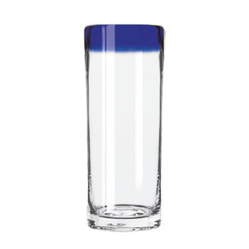 Libbey Glass Drinkware Case of 12 Libbey 92302 Aruba 12 oz. Customizable Rocks / Old Fashioned Glass with Cobalt Blue Rim – 12/Case | Denson CFE