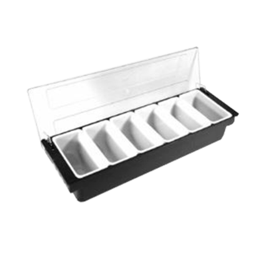 Magnum Bar Supplies EA Magnum MAG7936 Condiment Server 3 X 1 Quart White Insulated Black Body Clear Top | Denson CFE