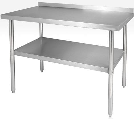 Magnum Commercial Work Tables and Stations Each Magnum MAWTSB2436 Worktable Stainless Steel 24 Inches Deep X 36 Inches Long X 35 Inches High With Backsplash | Denson CFE