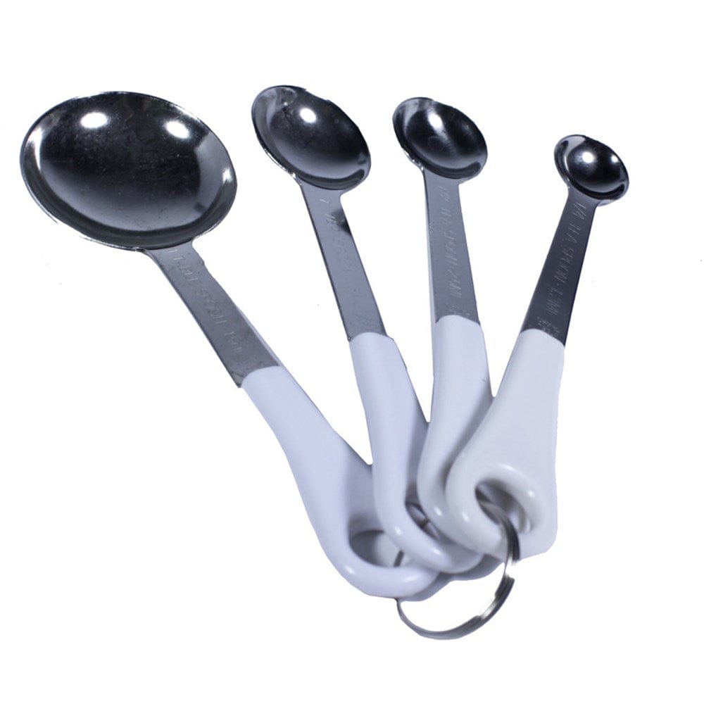 Magnum Smallwares Each Magnum MAG7328 Measuring Spoon Set 4 Piece Stainless Steel White Handle | Denson CFE
