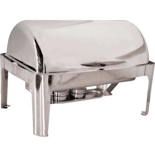 Omcan Canada Chafers & Buffetware Each Omcan 41821 - 25 Inch Stainless Steel Rectangular Chafing Dish, 9.5 Quart, Roll Top Lid, Fixed Legs | Denson CFE