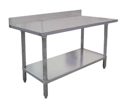 Omcan Canada Commercial Work Tables and Stations Each Omcan 22081 – 48" Stainless Steel Work Table with 4" Backsplash & Galvanized Undershelf | Denson CFE