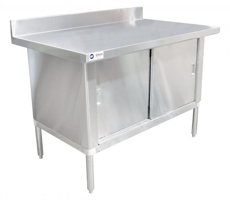 Omcan Canada Commercial Work Tables and Stations Each Omcan 24405 30″ x 72″ 430 Stainless Steel Knock-down Worktable with 4″ Backsplash – Overhang Edge | Denson CFE