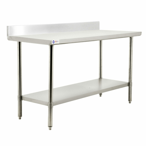 Omcan Canada Commercial Work Tables and Stations Each Omcan 44340 WORKTABLE 24X72 WITH BACKSPLASH ALL STAINLESS STEEL EL SERIES