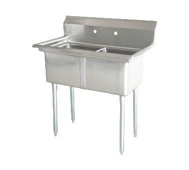 Omcan Canada Compartment Sinks Each Omcan 22119 24″ x 24″ x 14″ Two Tub Sink with 1.8″ Corner Drain and No Drain Board | Denson CFE