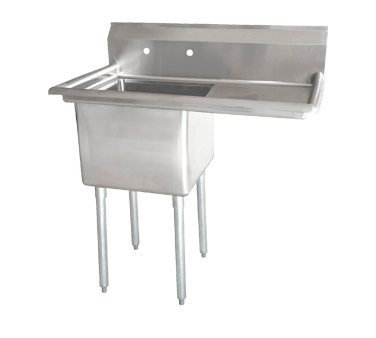 Omcan Canada Compartment Sinks Each Omcan 25248 18″ x 18″ x 11″ One Tub Sink with 1.8″ Corner Drain and Right Drain Board | Denson CFE